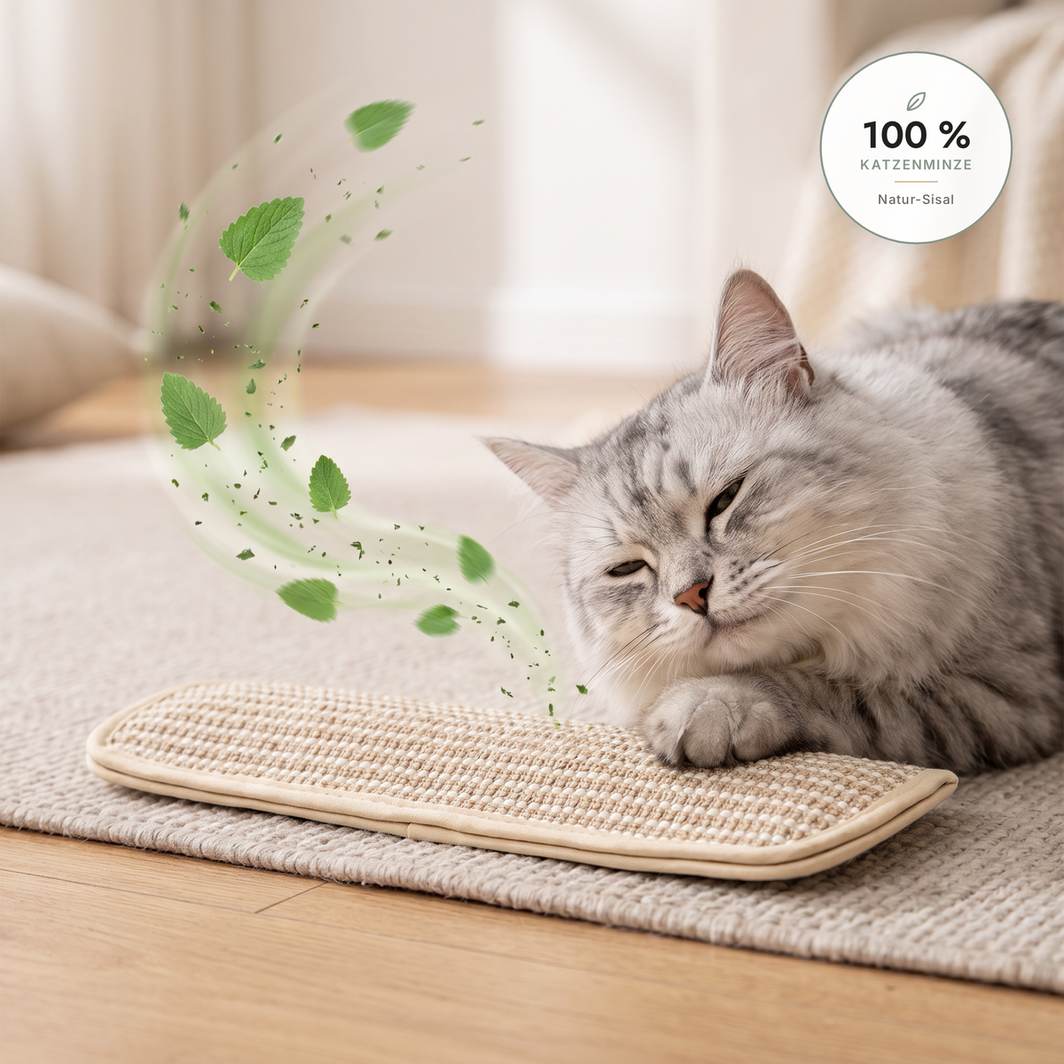 Fellido Minz-Kratzkissen – 100% Katzenminze, Natur-Sisal, Katzenminze-Windstoß