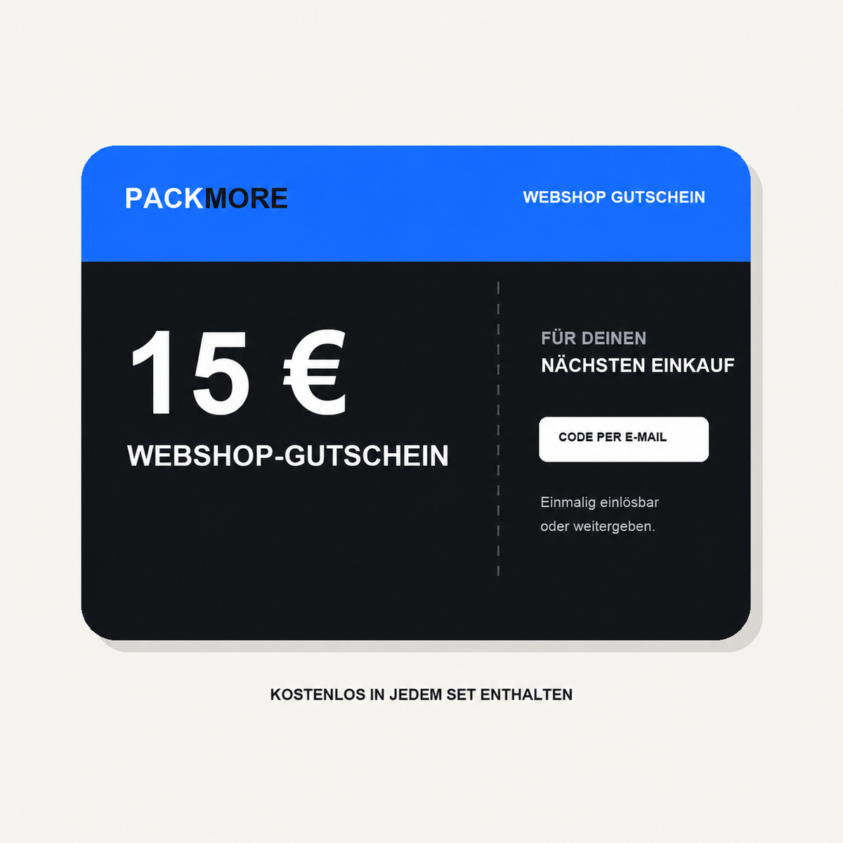 PACKMORE Webshop-Gutschein im Wert von 15 Euro